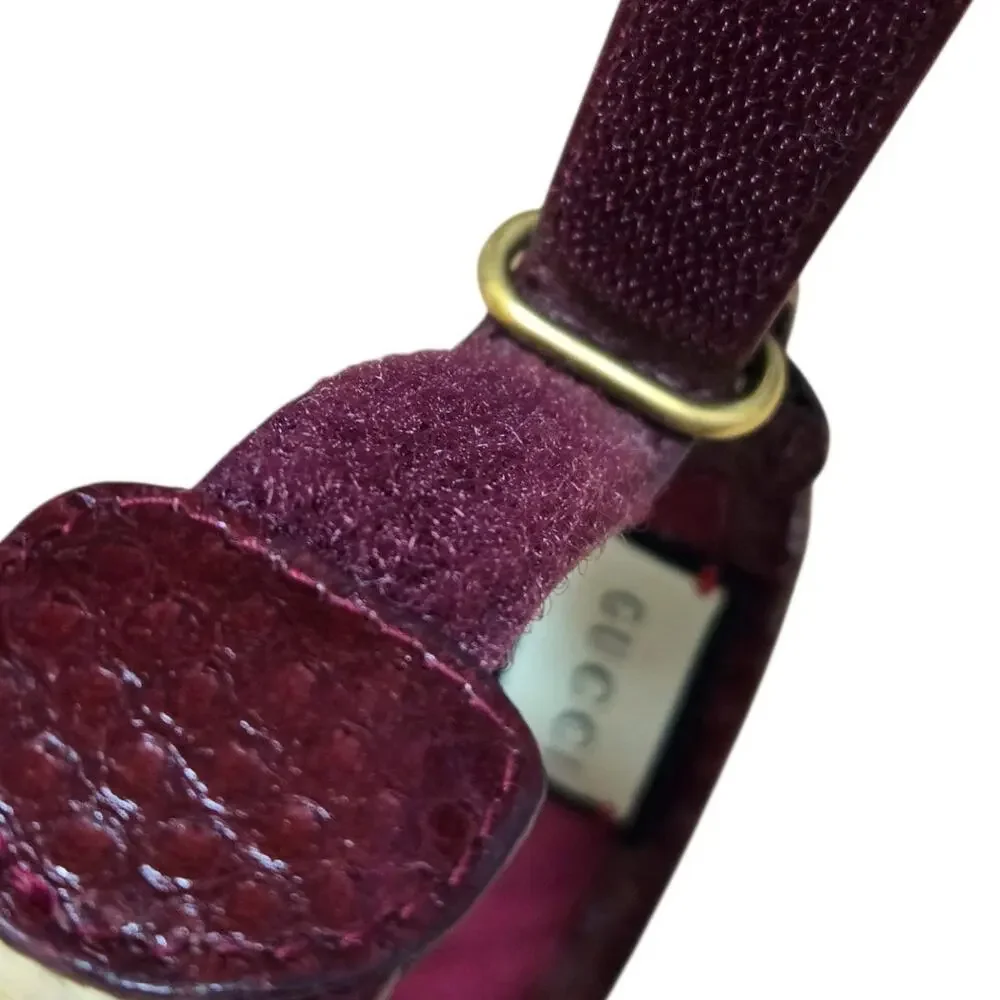 Gucci GG Monogram Raffia Wicker Woven Visor Cap Hat Red Maroon Tan Authentic